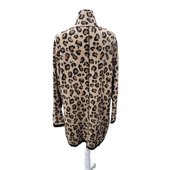 Rachel Zoe Women's Animal Print Sweater Size 1x Longline Zip Up Cardigan Cheetah - Picture 9 of 11
